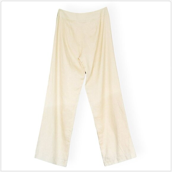 Soft Surroundings Ivory Beige Patterned 100% Linen Summer Pants NWT NEW 4 Missy - Picture 2 of 3